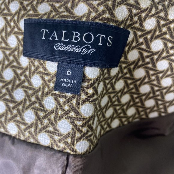 Talbots Size 6 Brown And Cream Lined Jacket - Picture 4 of 5